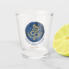 Elegante Wasserfarbe Anchor Nautical Name Navy Bla Schnapsglas