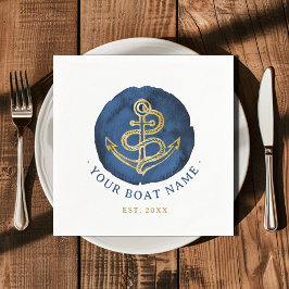 Elegante Wasserfarbe Anchor Nautical Name Navy Bla Serviette