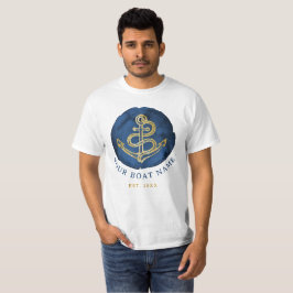 Elegante Wasserfarbe Anchor Nautical Name Navy Bla T-Shirt