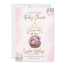 Elegante Wasserfarbe-Baby-Shower-Einladung mit