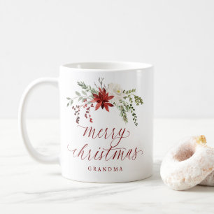 Elegante Wasserfarbe-Beeren-Foto Frohe Weihnachten Kaffeetasse