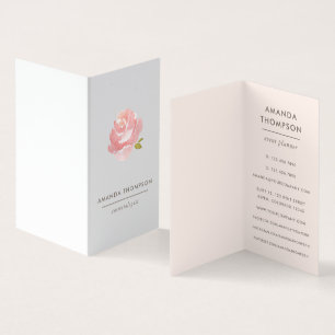 Elegante Wasserfarbe Blassrosa Rose Visitenkarten
