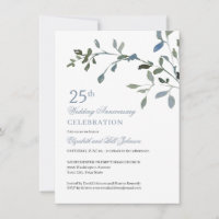 Elegante Wasserfarbe Blau 25. Hochzeitsjubiläum