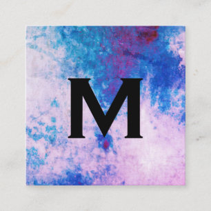 Elegante Wasserfarbe Blau Lila mit Monogramm Quadratische Visitenkarte