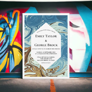 Elegante Wasserfarbe Blaue Abstrakte Künstlerische Einladung