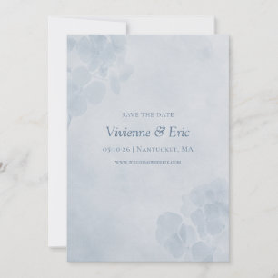Elegante Wasserfarbe Blaue Hortensie Küstenhochzei Save The Date
