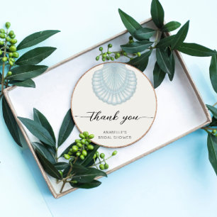 Elegante Wasserfarbe Blaue Muschel Braut Shover Runder Aufkleber