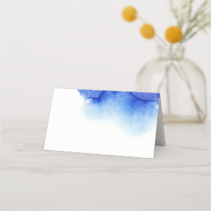 Elegante Wasserfarbe blaue nautische Strandhochzei Platzkarte