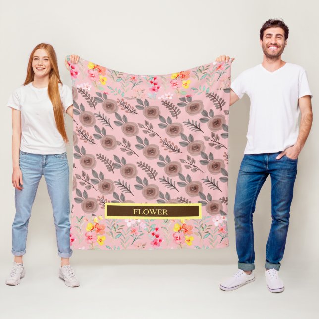 Elegante Wasserfarbe Blume anpassen Fleecedecke (Beispiel)