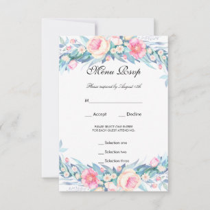 Elegante Wasserfarbe Blumen Menu RSVP Karte