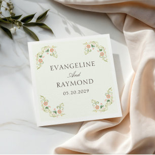 Elegante Wasserfarbe-Blumen-Rokokohochzeit  Serviette