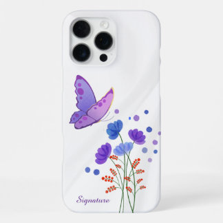 Elegante Wasserfarbe-Blumen-Schmetterling-Handyhül iPhone 16 Pro Max Hülle