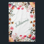 Elegante Wasserfarbe Blumengrün Personalisiert Geschirrtuch<br><div class="desc">Elegante Wasserfarbe Blumengrün Personalisierte Küche Handtuch</div>