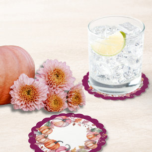 Elegante Wasserfarbe-Blush-Beeren-Kürbis-Herbstbla Untersetzer