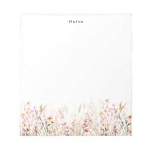 Elegante Wasserfarbe Boho Floral Personalized Notizblock