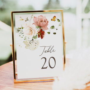Elegante Wasserfarbe Boho Floral Tischnummer