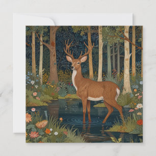 Elegante Wasserfarbe Boho rustikal Waldhirsch Einladung