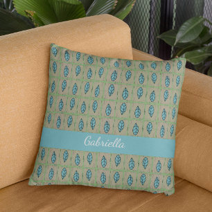 Elegante Wasserfarbe botanische Blätter Grün Kissen