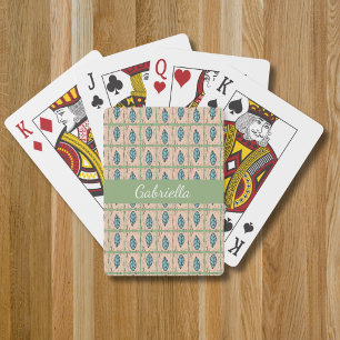 Elegante Wasserfarbe botanische Blätter Grün Spielkarten