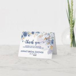 Elegante Wasserfarbe Brautparty Floral Blau Dankeskarte
