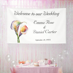 Elegante Wasserfarbe Calla Lilies Romantische Blum Banner