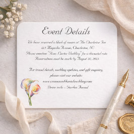 Elegante Wasserfarbe Calla Lilies Romantische Blum Begleitkarte