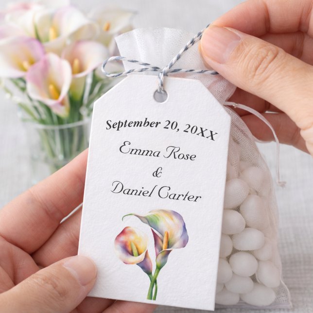 Elegante Wasserfarbe Calla Lilies Romantische Blum Geschenkanhänger (Von Creator hochgeladen)