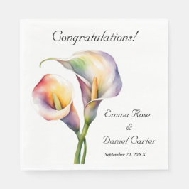 Elegante Wasserfarbe Calla Lilies Romantische Blum Serviette