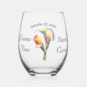 Elegante Wasserfarbe Calla Lilies Romantische Blum Weinglas Ohne Stiel