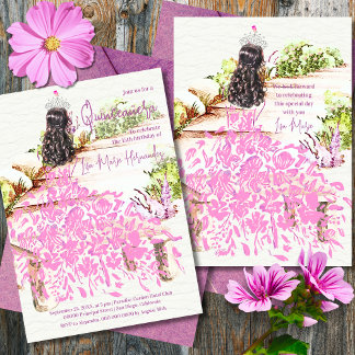 Elegante Wasserfarbe Dreamy Soft Pink Quinceñera Einladung