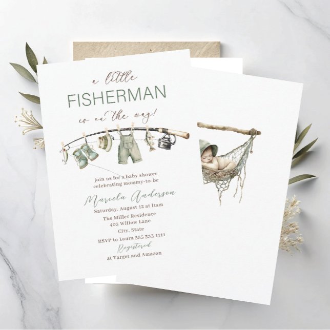 Elegante Wasserfarbe Ein kleines Fischerschiff Kin Einladung (Von Creator hochgeladen)