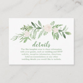 Elegante Wasserfarbe Elfenbeinfarbene Rose Hochzei Begleitkarte