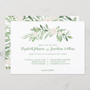 Elegante Wasserfarbe Elfenbeinküste Rose Hochzeit Einladung