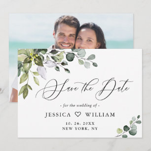 Elegante Wasserfarbe Eukalyptus Floral Hochzeits F Save The Date