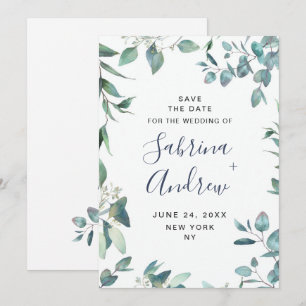 Elegante Wasserfarbe Eukalyptus Florale Hochzeit Save The Date