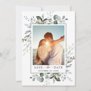 Elegante Wasserfarbe Eukalyptus FOTO Hochzeit Save The Date