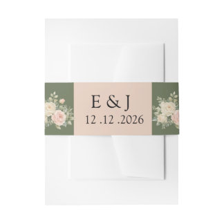 Elegante Wasserfarbe-Eukalyptus-Hochzeitseinladung Einladungsbanderole