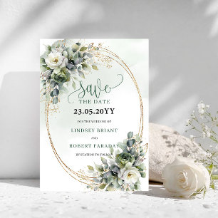 Elegante Wasserfarbe-Eukalyptus-Karte zur Vorabanz Save The Date