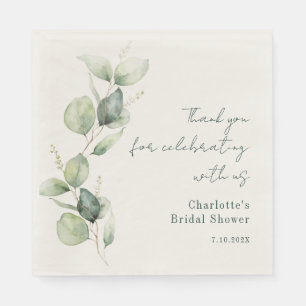 Elegante Wasserfarbe-Eukalyptus-Script-Brautparty Serviette