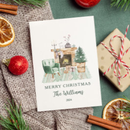 Elegante Wasserfarbe Feuerplatz Weihnachten