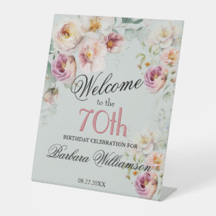Elegante Wasserfarbe-Floral-70. Geburtstagsbegrüßu Sockelschild