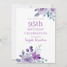 Elegante Wasserfarbe Floral 95. Geburtstag