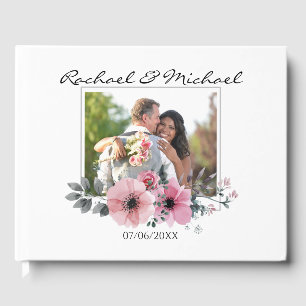 Elegante Wasserfarbe Floral individuelles Hochzeit Gästebuch