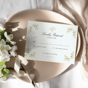 Elegante Wasserfarbe Floral Rokoko Hochzeit RSVP Karte