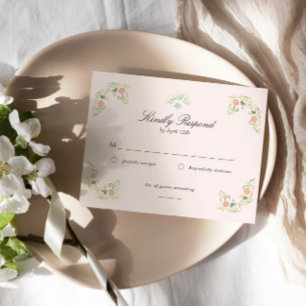 Elegante Wasserfarbe Floral Rokoko Hochzeit RSVP Karte