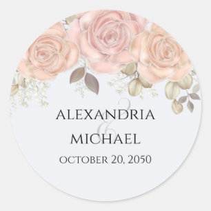 Elegante Wasserfarbe-Floral-Roségold-Et-Zeichen  Runder Aufkleber