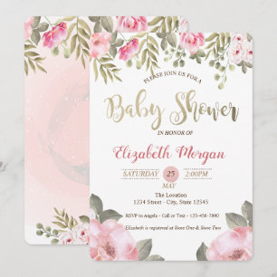Elegante Wasserfarbe Florale Babyparty-Einladung Einladung