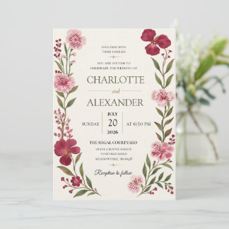 Elegante Wasserfarbe Florale Hochzeitseinladung Einladung