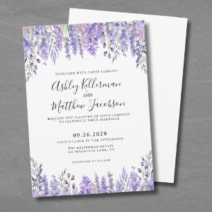 Elegante Wasserfarbe Florale Lavendel Hochzeit Einladung