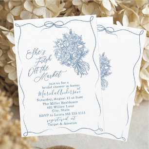 Elegante Wasserfarbe frisch vom Markt Bridal Sh Einladung